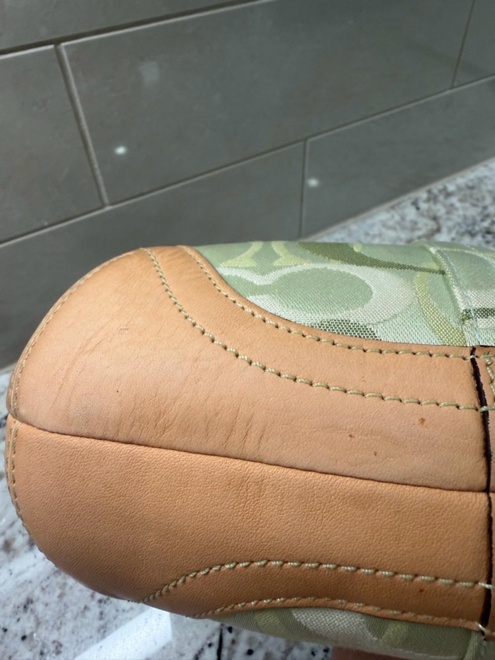 Vintage Coach Light Green Signature Hobo with Tan Trim and Ladybug Accents - Picture 14 of 16